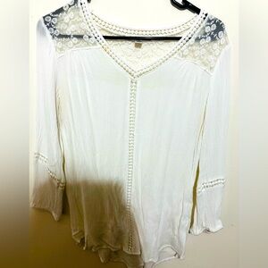 White sheer blouse with Lace accents